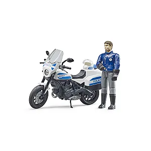 BRUDER bworld 62731 – Motocicletă de poliție Ducati Scrambler cu polițist
