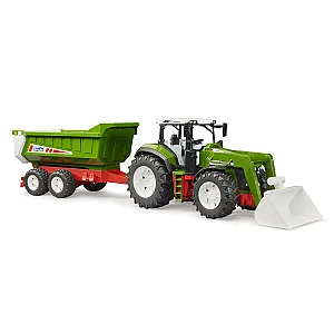 Bruder 03452 ROADMAX tractor cu încărcător frontal și remorcă basculabilă
