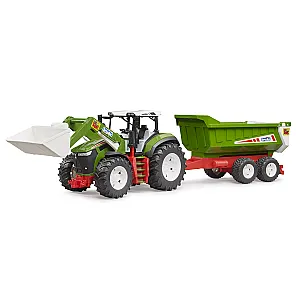 Bruder 03452 ROADMAX tractor cu încărcător frontal și remorcă basculabilă