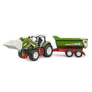 Bruder 03452 ROADMAX tractor cu încărcător frontal și remorcă basculabilă