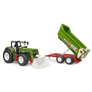 Bruder 03452 ROADMAX tractor cu încărcător frontal și remorcă basculabilă