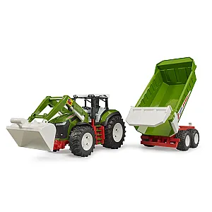 Bruder 03452 ROADMAX tractor cu încărcător frontal și remorcă basculabilă