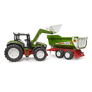 Bruder 03452 ROADMAX tractor cu încărcător frontal și remorcă basculabilă