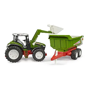 Bruder 03452 ROADMAX tractor cu încărcător frontal și remorcă basculabilă